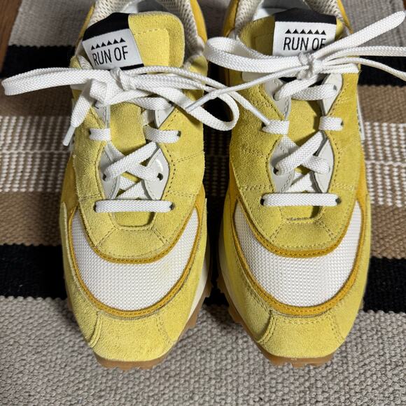 RUN OF MANGO SNEAKERS Women EU38 Yellow LEMONADE Made in Italy Suede Chunky - Picture 2 of 11